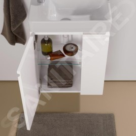 Laufen Pro S - Meuble pour lave-mains avec porte et étagère latérale à droite, 470x275x605 mm, blanc brillant H4830010954751