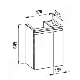 Laufen Pro S - Meuble pour lave-mains avec porte et tablette latérale à droite, 470x275x605 mm, wengé H4830010954231