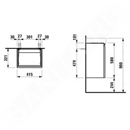 Laufen Pro S - Meuble pour lave-mains avec porte, 415x320x580 mm, charnières à gauche, chêne clair H4833010964791