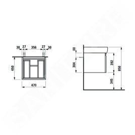 Laufen Pro - Meuble pour lavabo, 470x450x390 mm, 1 tiroir, blanc brillant H4830230954751