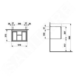 Laufen Pro S - Meuble pour lavabo 510x370x390 mm, 1 tiroirs, graphite mat H4830210954801