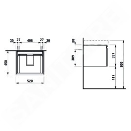 Laufen Pro S - Meuble pour lavabo, 520x450x390 mm, 1 tiroir, blanc mat H4833510964631