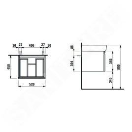 Laufen Pro - Meuble pour lavabo, 520x450x390 mm, 1 tiroir, wengé H4830340954231