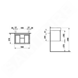 Laufen Pro S - Meuble pour lavabo, 550x370x390 mm, 1 tiroir, blanc brillant H4830320954751