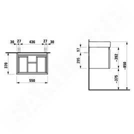 Laufen Pro S - Meuble pour lavabo, 550x370x390 mm, 1 tiroir, wengé H4830310954231