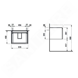 Laufen Pro S - Meuble pour lavabo, 570x450x390 mm, 1 tiroir, blanc brillant H4833710964751