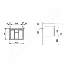 Laufen Pro - Meuble vasque, 570x450x390 mm, 1 tiroir, blanc mat H4830420954631