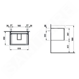 Laufen Pro S - Meuble pour lavabo, 615x450x390 mm, 1 tiroir, blanc brillant H4834210964751