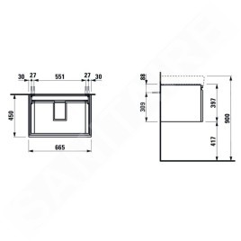 Laufen Pro S - Meuble pour lavabo, 665x450x390 mm, 1 tiroir, wengé H4834510964231