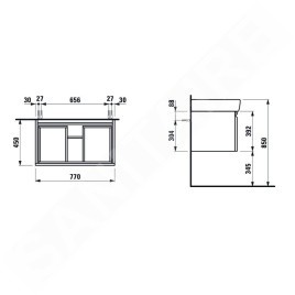 Laufen Pro - Meuble pour lavabo, 770x450x390 mm, 1 tiroir, blanc brillant H4830610954751