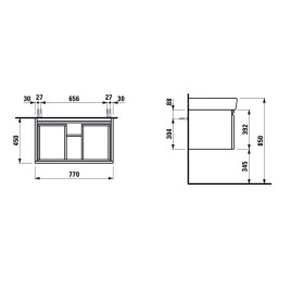 Laufen Pro - Meuble pour lavabo, 770x450x390 mm, 1 tiroir, blanc mat H4830620954631