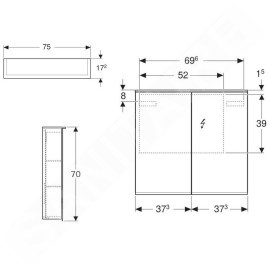 Geberit Option - Armoire de toilette avec éclairage, 750x700x172 mm 500.206.00.1