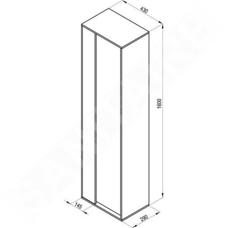 Ravak Step - Armoire haute SB, 430x290x1600 mm, blanc/chêne X000001419