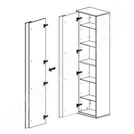 Ravak Step - Armoire haute SB, 430x290x1600 mm, blanc/blanc X000001430