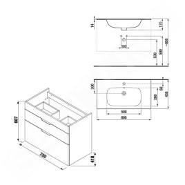 Jika Deep - Meuble avec lavabo, 780x418x607 mm, blanc H41J6154023001