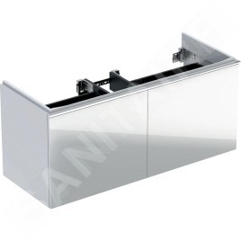 Geberit Acanto - Meuble pour lavabo, 1190x476x535 mm, 2 tiroirs, bouchon anti-odeurs, blanc brillant 502.355.01.2
