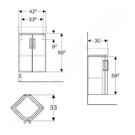 Geberit Selnova Compact - Meuble pour lavabo, 425x330x604 mm, 2 portes, gris brillant / gris mat 501.483.00.1