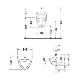 Duravit Urinals - Urinoir Jim, blanc 0850350000