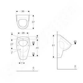 Geberit Urinoirs - Urinoir Selnova, alimentation arrière, blanc 500.344.01.1