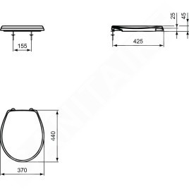 Ideal Standard Eurovit - Abattant de toilette, blanc W302601