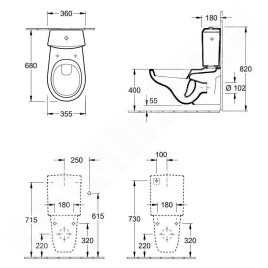 Villeroy & Boch O.novo - Réservoir de chasse, alimentation latérale/arrière, blanc alpin 7796G101