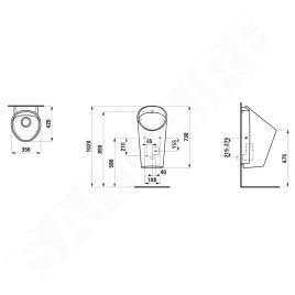Laufen Lema - Urinoir électronique, alimentation d'eau par l'arrière, Rimless, LCC, alimentation secteur, blanc H8411924004011