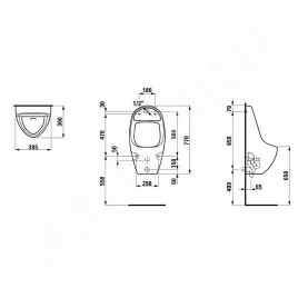 Laufen Tamaro - Urinoir électronique avec siphon, 395x360x770, blanc H8401040000001