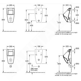 Villeroy & Boch Venticello - Urinoir à action siphonique, sans abattant, 285x545x315 mm, blanc alpin 5504R001