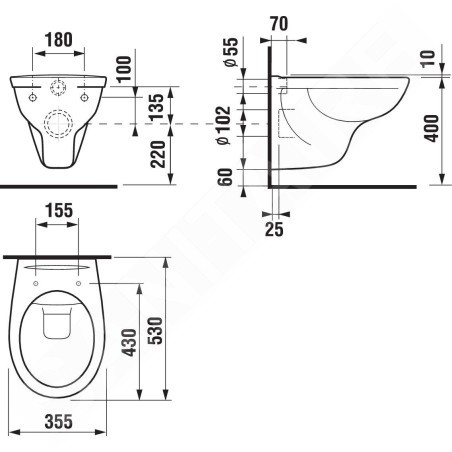 Jika Dino - Toilettes suspendues, Rimless, blanc H8213770000001