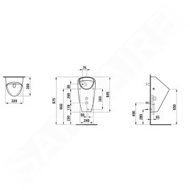 Laufen Caprino - Urinoir électronique Plus, alimentation arrière, Rimless, anti-vandalisme, blanc H8410650004011
