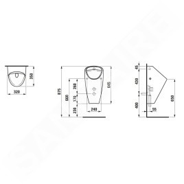 Laufen Caprino - Urinoir, alimentation arrière, Rimless, blanc mat H8410617570001