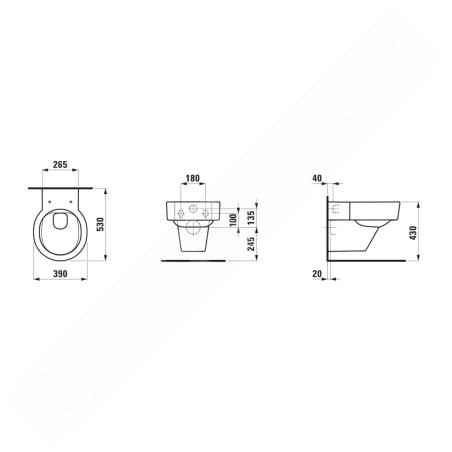 Laufen VAL - Toilettes suspendues, Rimless, blanc H8202810000001