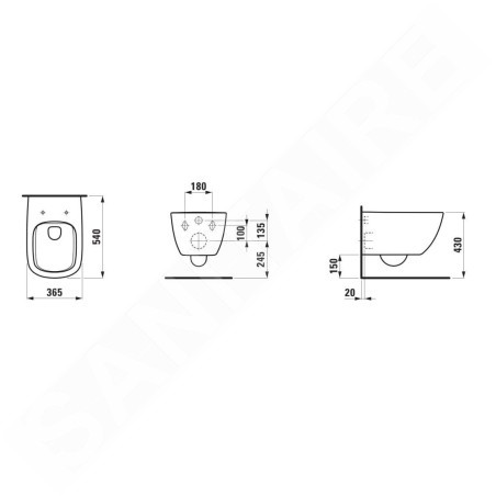 Laufen Palomba Collection - Toilettes suspendues, Rimless, blanc H8208020000001