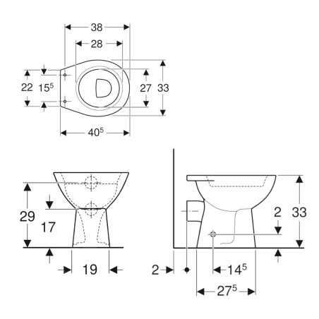 Geberit Bambini - WC sur pied, pour enfants, vidage arrière, blanc 500.916.00.1
