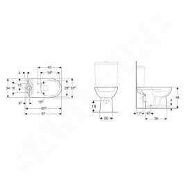 Geberit Selnova - cuvette de WC, sortie arrière, 665x356 mm, Rimfree, blanc 500.283.01.5