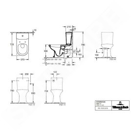 Villeroy & Boch Hommage - Réservoir de chasse d’eau, remplissage latéral, CeramicPlus, TitanGlaze, Pure Black 772111R7