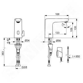 Hansa Electra - Mitigeur thermostatique électronique de lavabo, à piles, chrome 92602219
