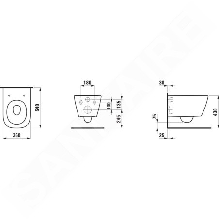 Laufen Meda - Toilettes suspendues, Rimless, blanc H8201100000001