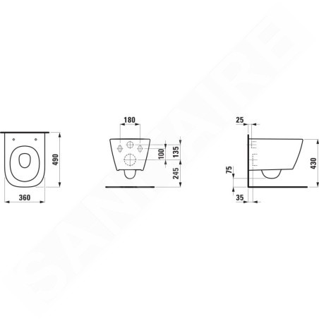 Laufen Meda - Toilettes suspendues, Rimless, blanc H8201130000001