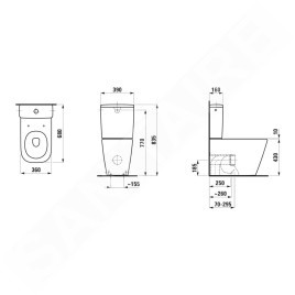 Laufen Meda - Cuvette WC combiné, évacuation vario, Rimless, noir mat H8241117160001