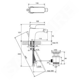 Ravak Flat - Mitigeur de bidet FL 055.00 avec vidage, chrome X070122