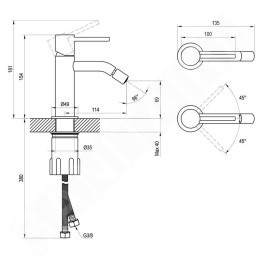 Ravak Espirit - Mitigeur de bidet, graphite brossé X070318