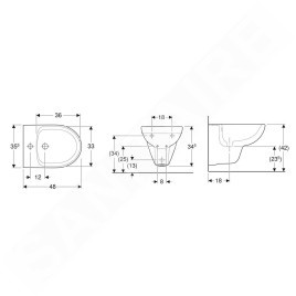 Geberit Selnova Compact - Bidet suspendu , 480x355 mm, blanc 500.368.01.7