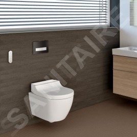 Geberit AquaClean - Bidet électronique Tuma Comfort avec céramique, Rimfree, SoftClosing, inox brossé 146.292.FW.1