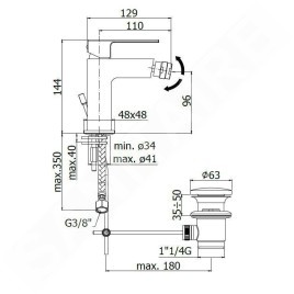 Paffoni Effe - Mitigeur de bidet avec vidage, chrome EF135CR