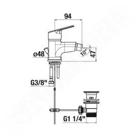 Jika Talas Trendy - Mitigeur de bidet avec vidage, chrome H3412E10041171