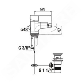 Jika Lyra Smart - Mitigeur de bidet avec vidage, chrome H3411Z10041171