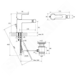 Ravak Puri - Mélangeur bidet PU 055.00 avec bec, chromé X070144