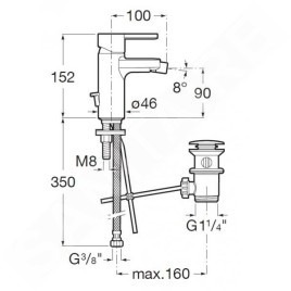 Roca Naia - Mitigeur de bidet avec vidage, chrome A5A6096C00