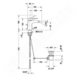 Duravit Tulum - Mitigeur de bidet avec vidage, noir mat TU2400001046